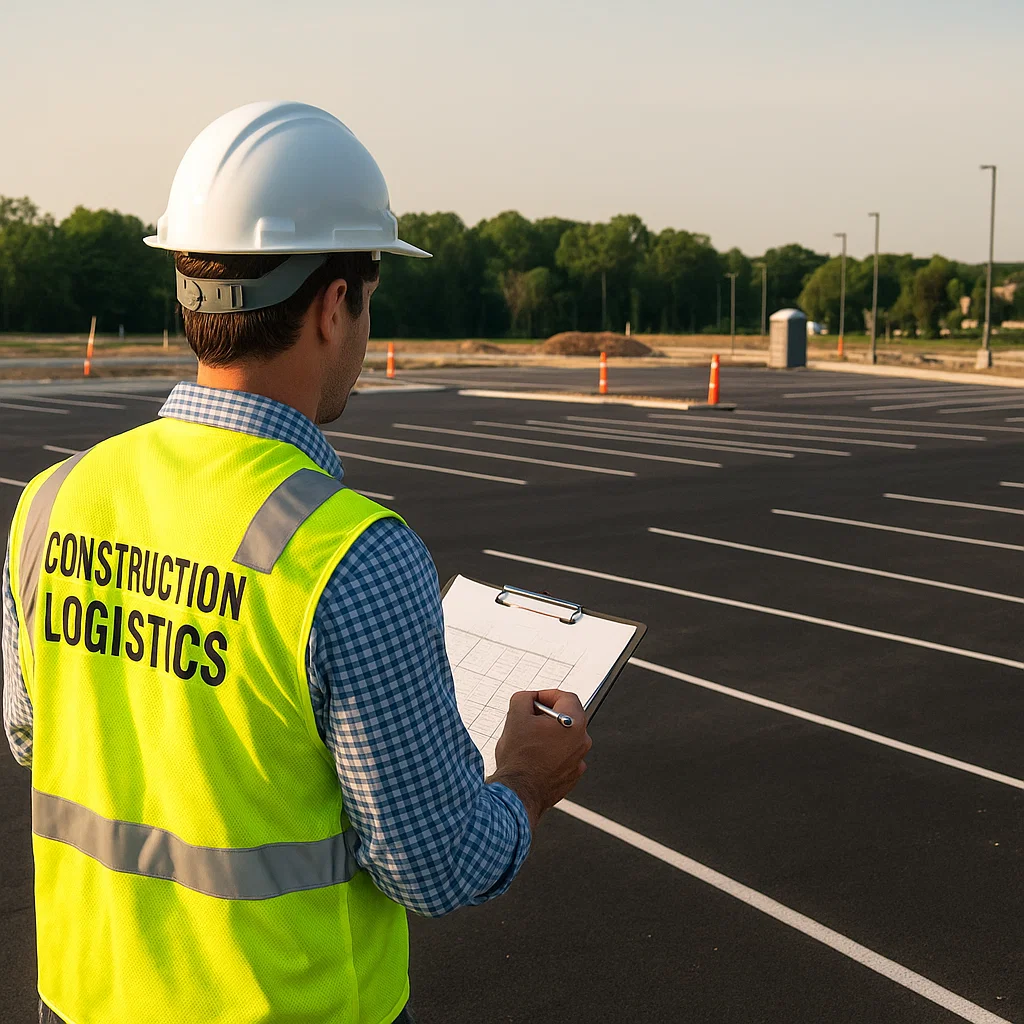 Engineer conducting site assessment for parking lot construction